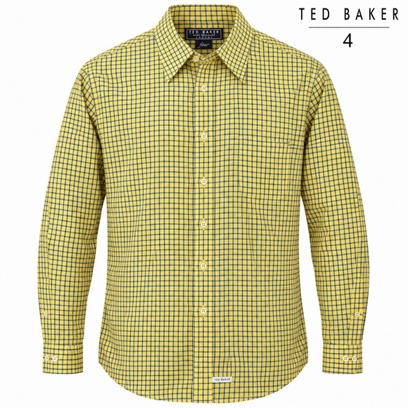 Ted Baker Other - Vintage Ted Baker Shirt Specialist London Mens 4 Yellow Blue Check Button Up XL